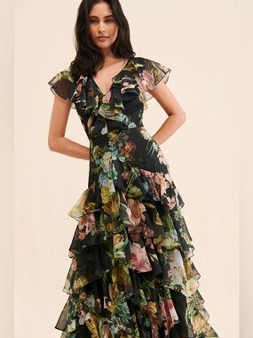 lorelei ruched bodice dress Anthropologie The Lorelei Ruched Bodice Black Square Neck Midi Dress XL